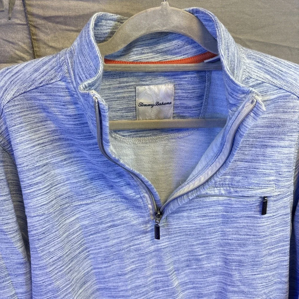 Tommy Bahama Mens 1/4 Zip Pullover Long Sleeve Shirt Medium Blue - Picture 5 of 6